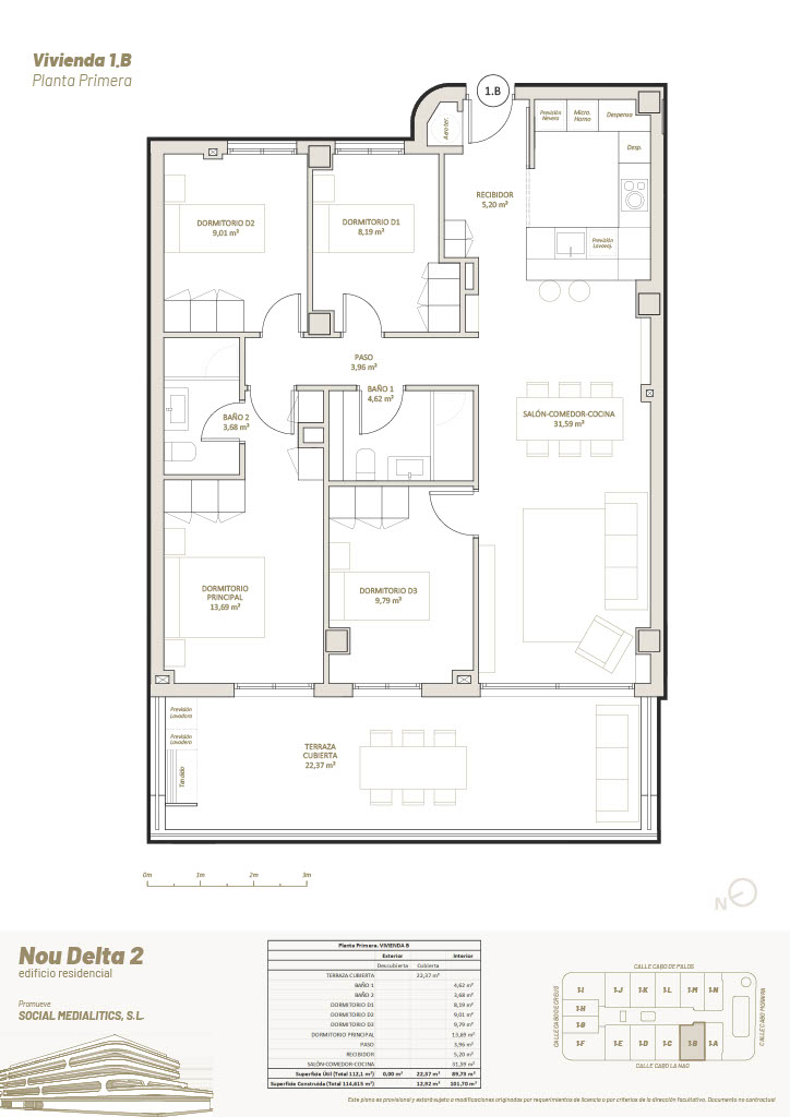 4 Habitaciones, 1º Planta, 1.B