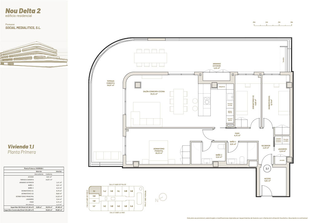 3 Habitaciones, 1º Planta, 1.I