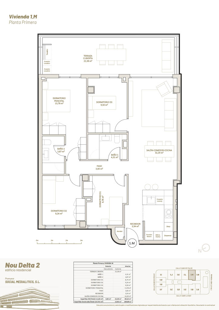 4 Habitaciones, 1º Planta, 1.M