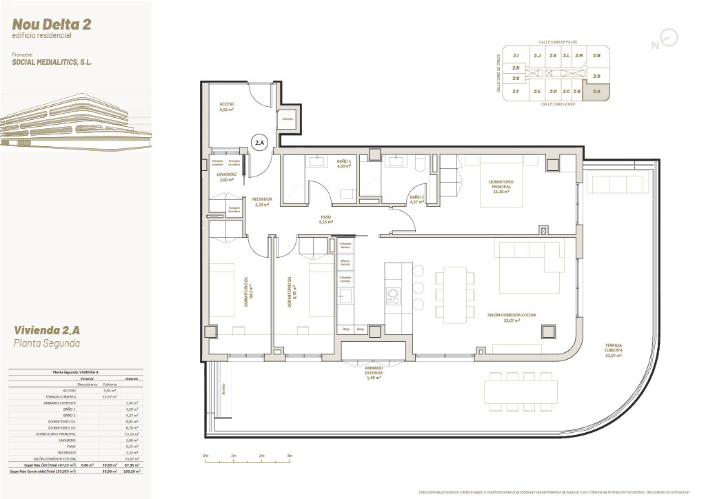 3 Habitaciones, 2º Planta, 2.A