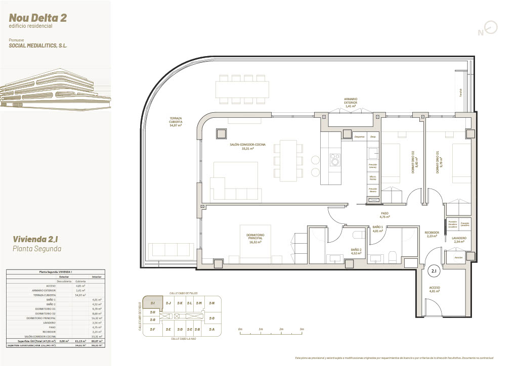 3 Habitaciones, 2º Planta, 2.I