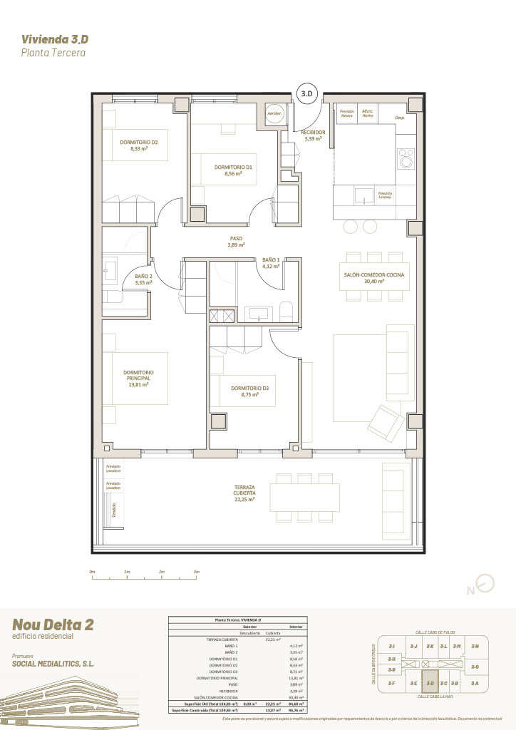 4 Habitaciones, 3º Planta, 3.D