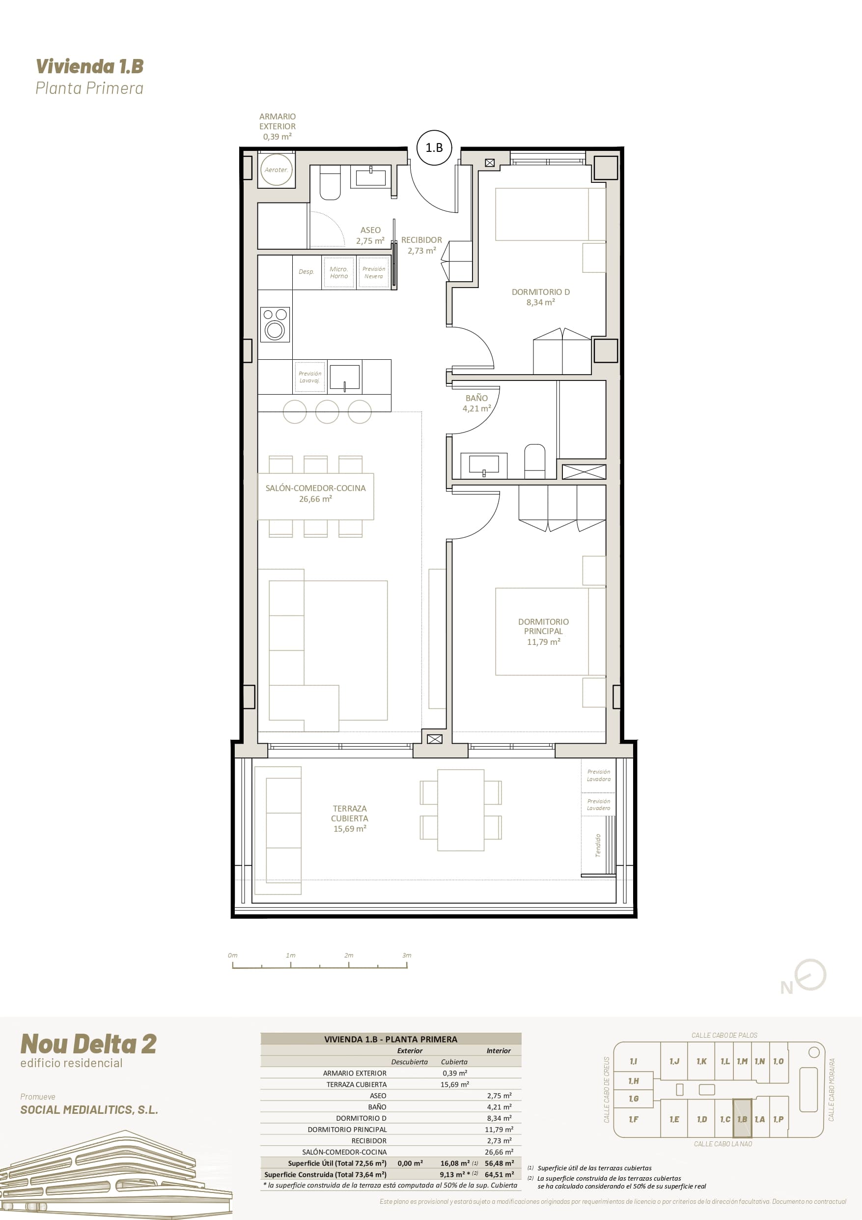 1 B - PLANTA PRIMERA - 2 HABITACIONES