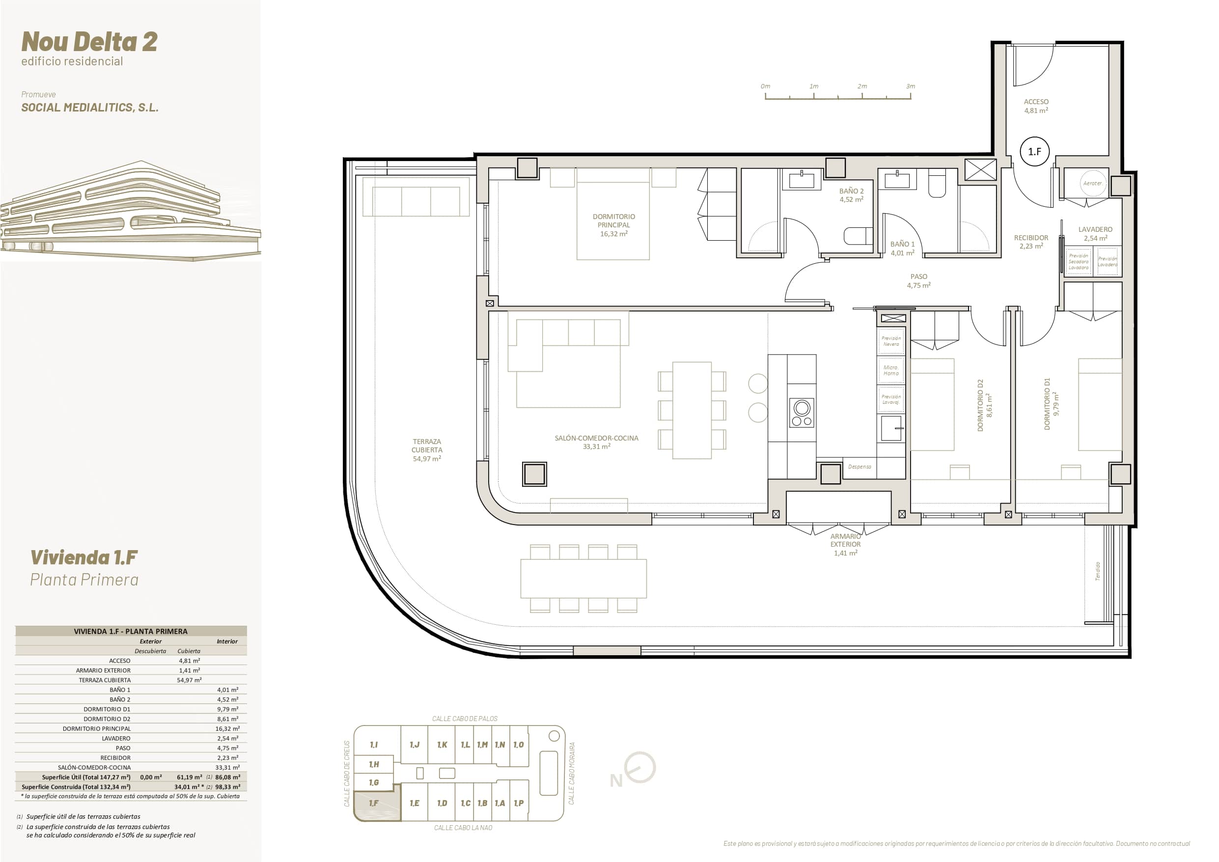 1 F - PLANTA PRIMERA - 3 HABITACIONES