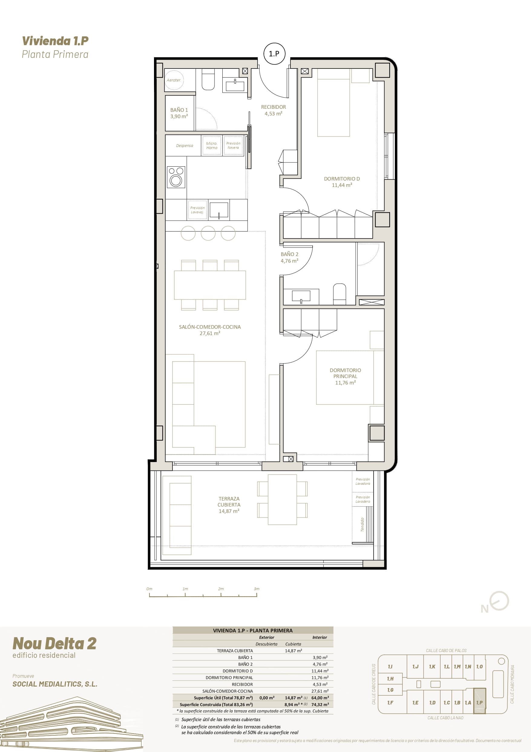 1 P - PRIMERA PLANTA - 2 HABITACIONES