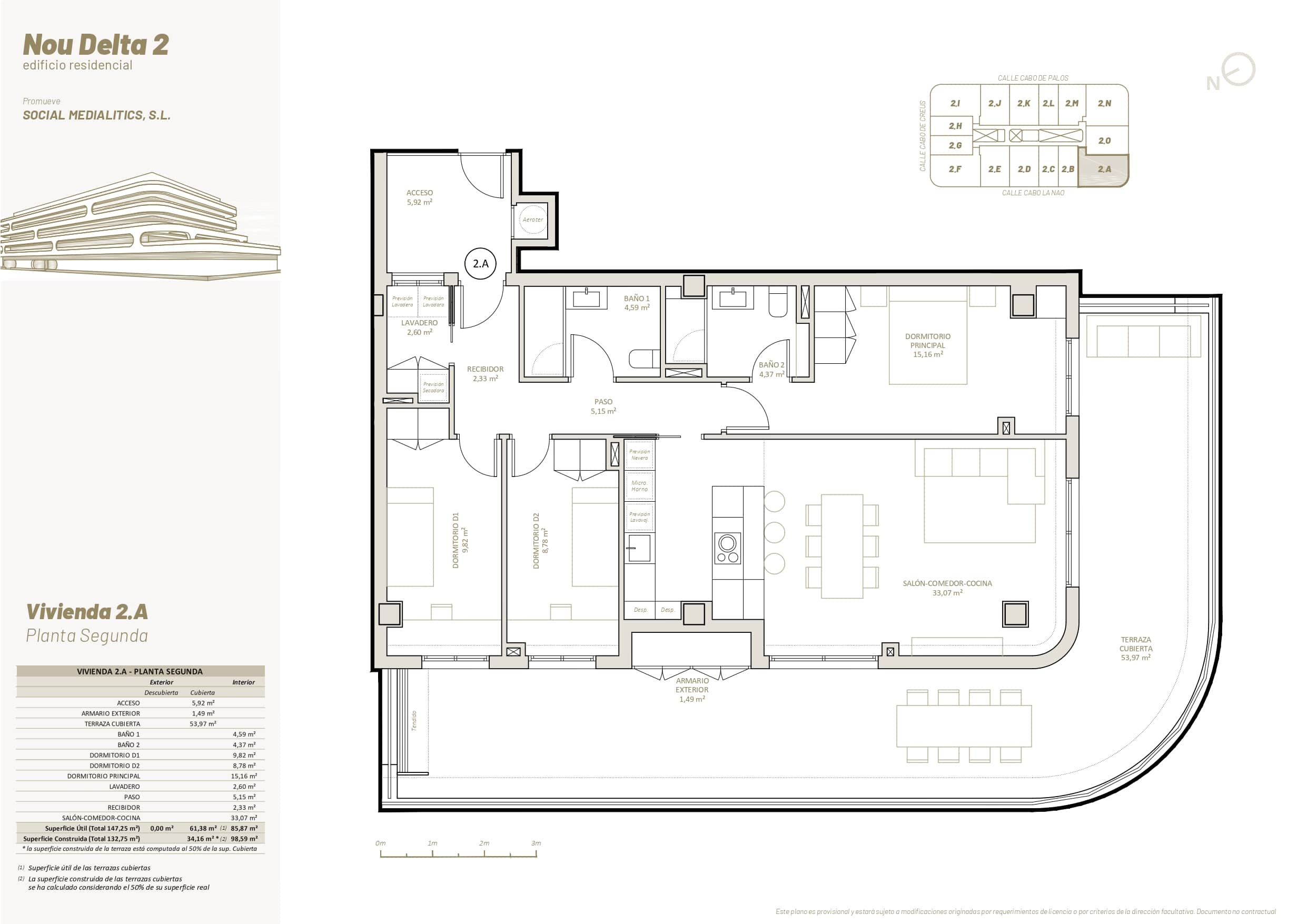 2 A - PLANTA SEGUNDA - 3 HABITACIONES