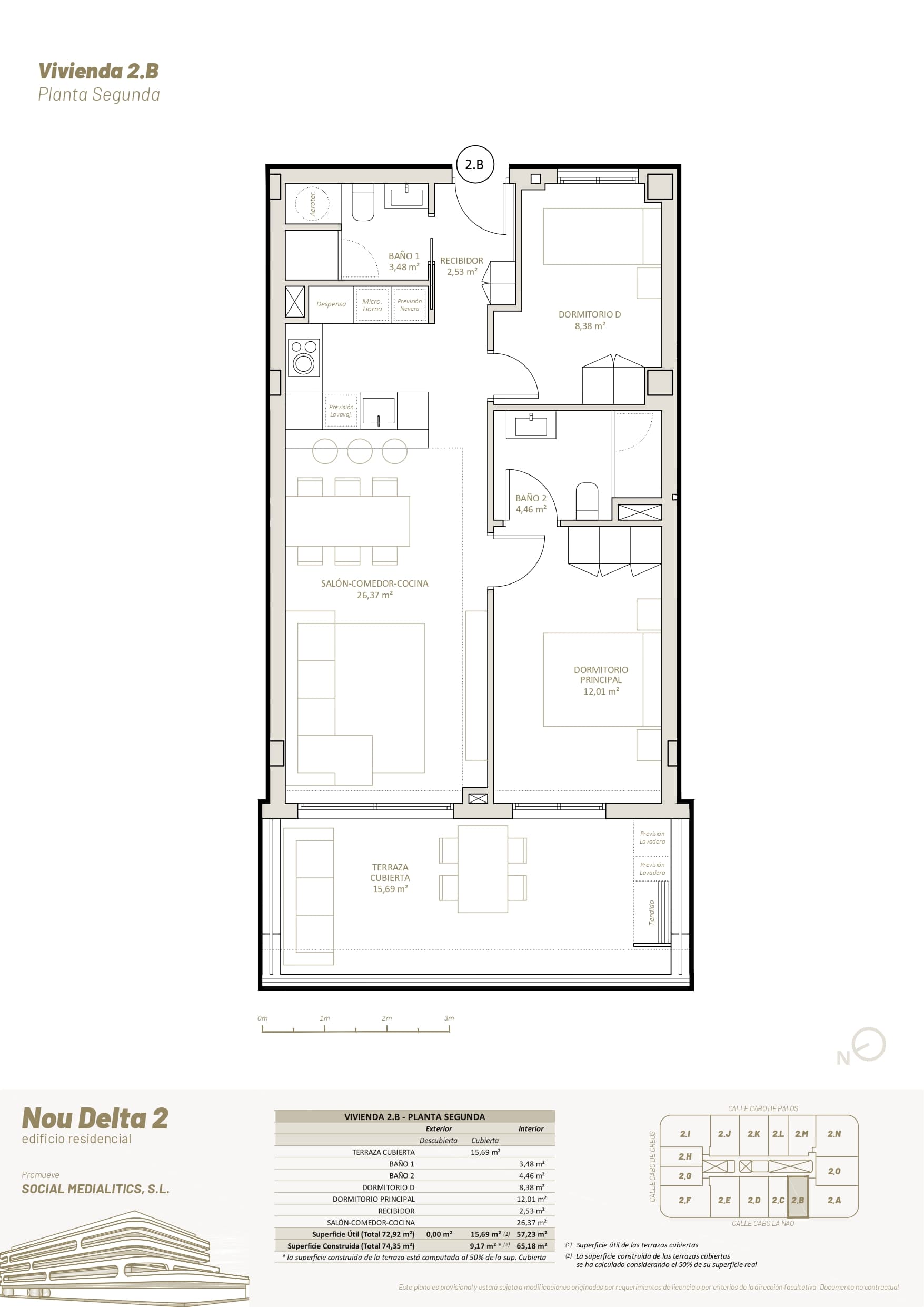 2 B - PLANTA SEGUNDA - 2 HABITACIONES