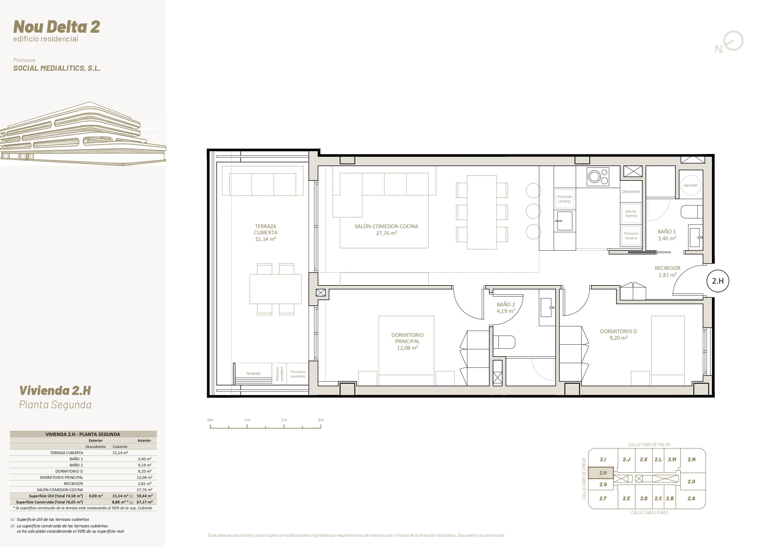 2 H - PLANTA SEGUNDA - 2 HABITACIONES