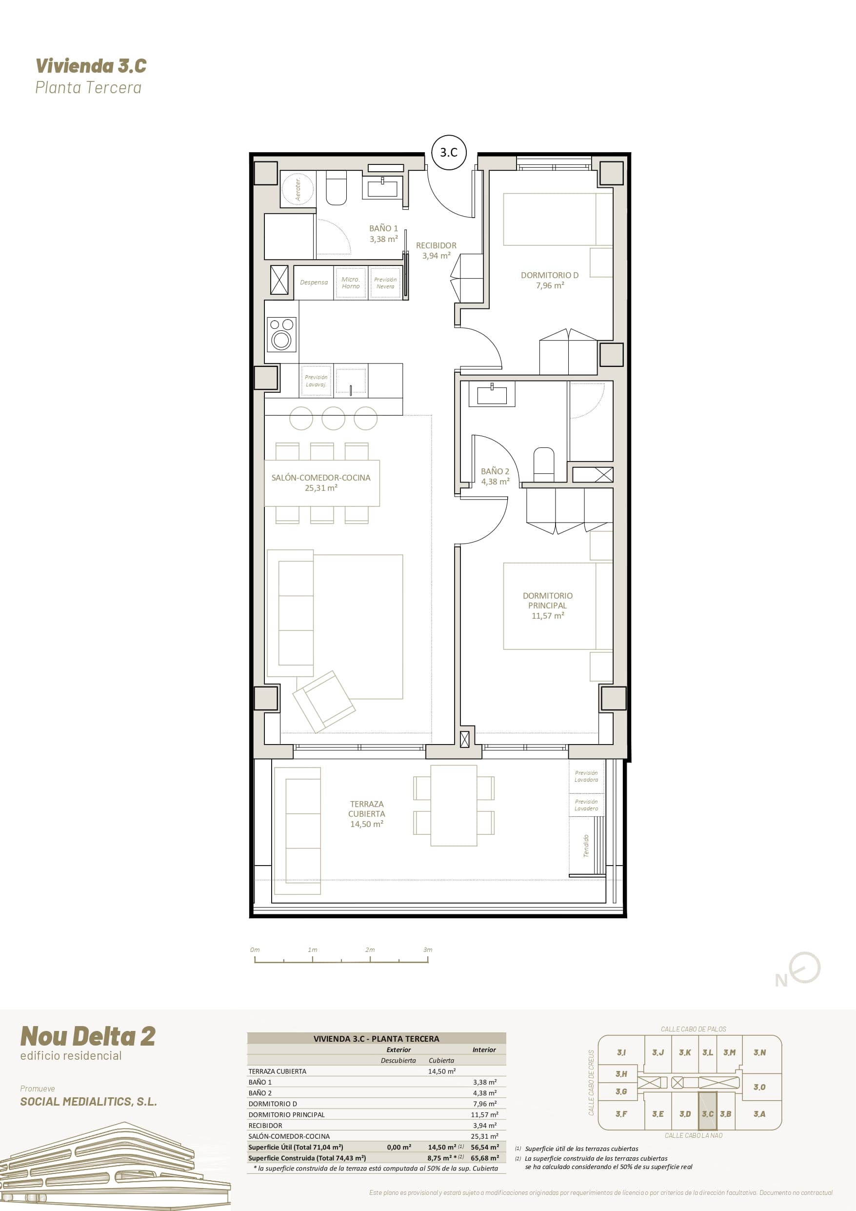 3 C - PLANTA TERCERA - 2 HABITACIONES