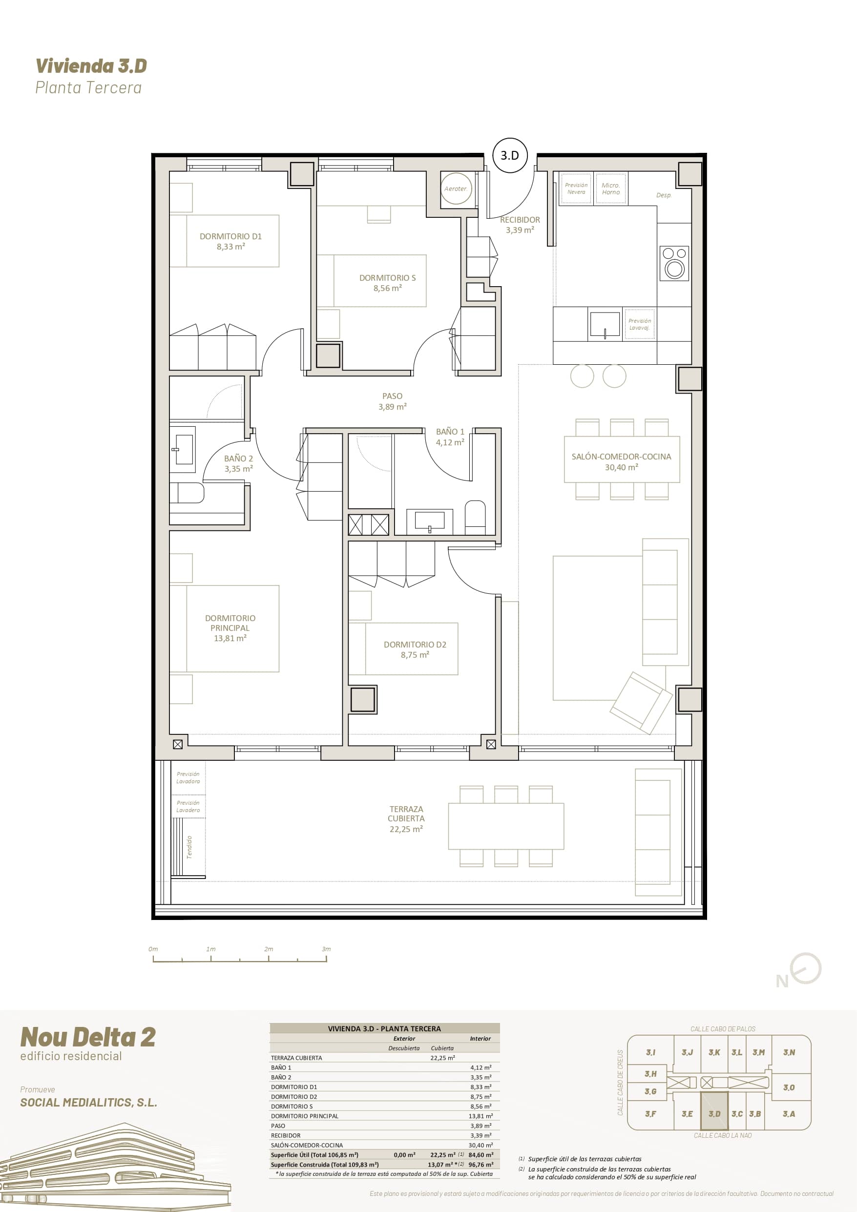 3 D - PLANTA TERCERA - 4 HABITACIONES