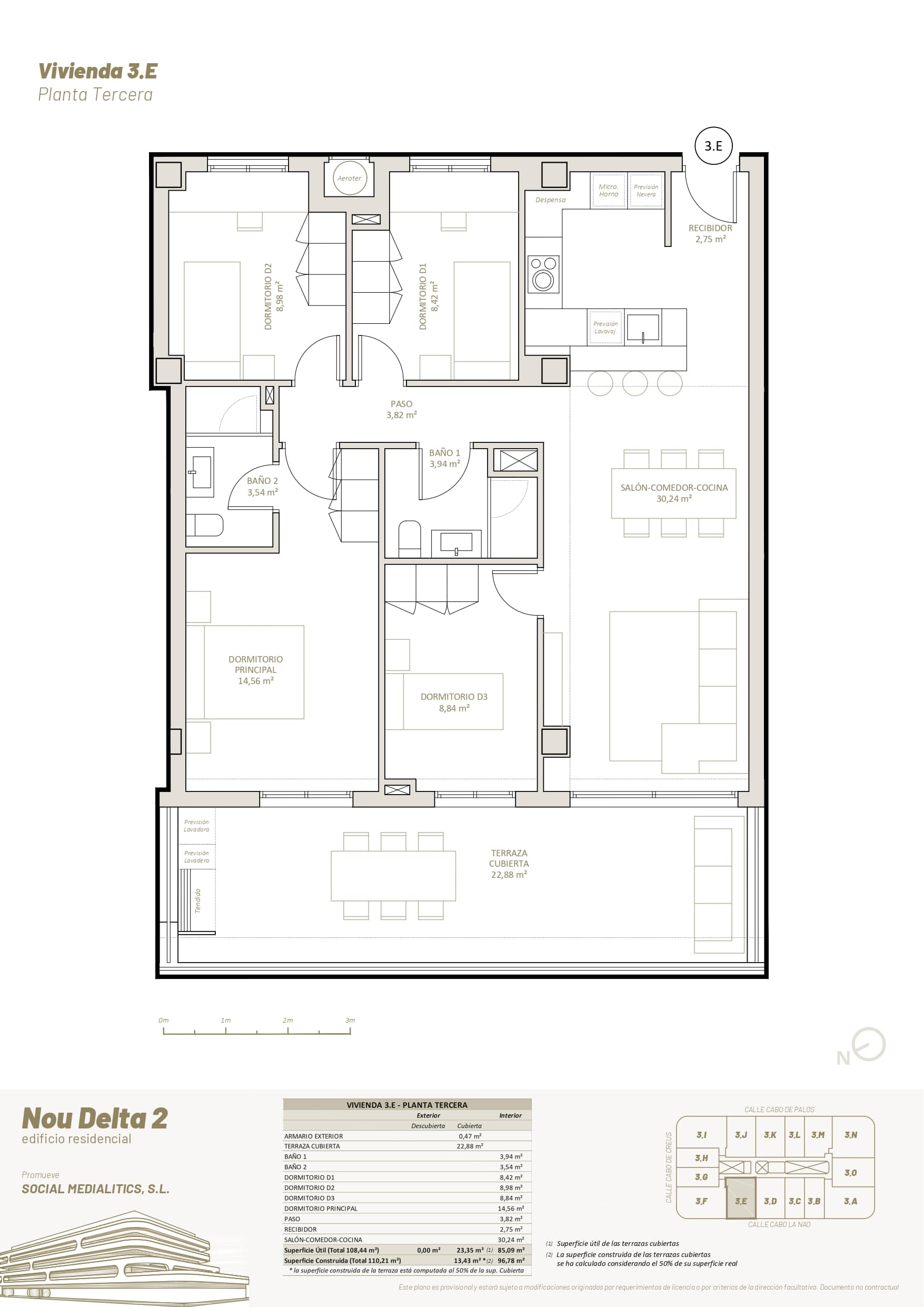 3 E - PLANTA TERCERA - 4 HABITACIONES