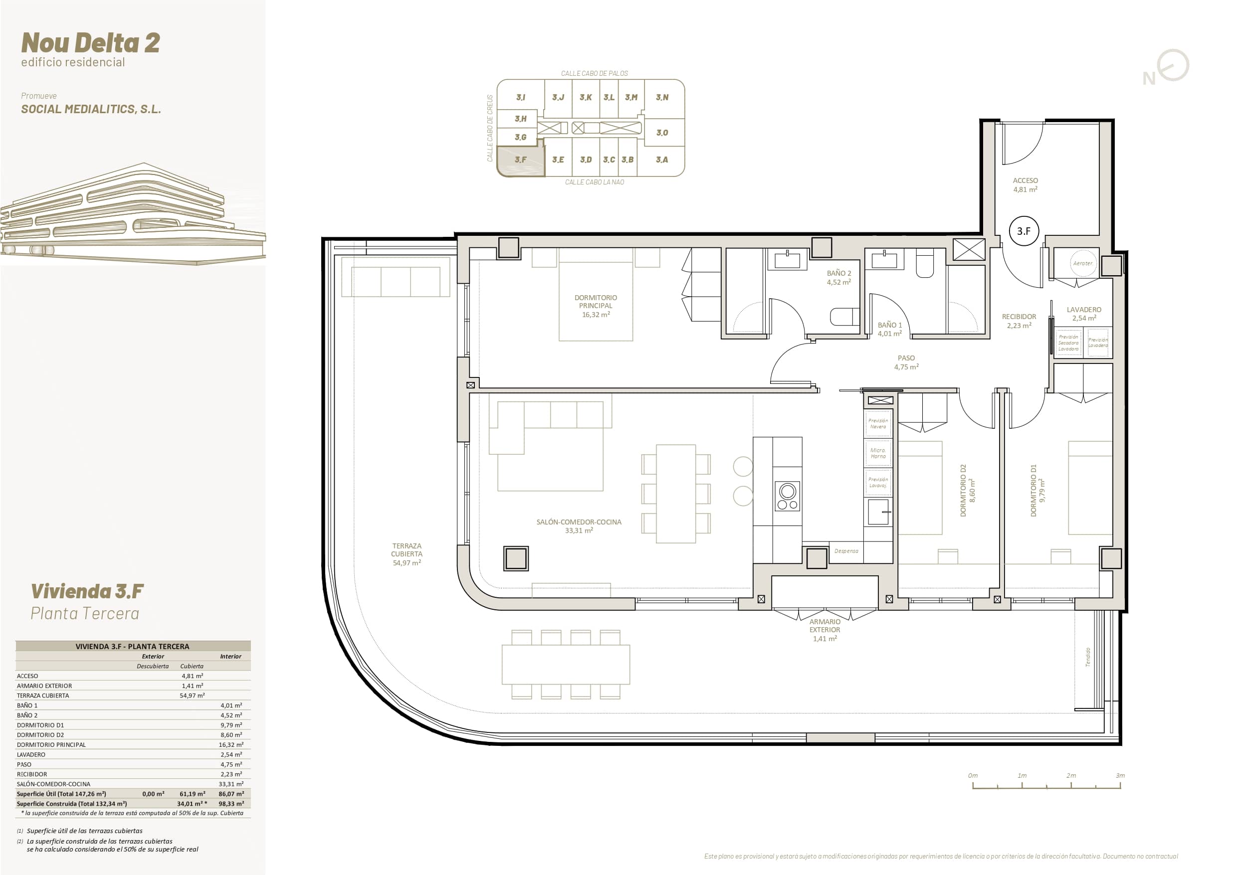 3 F - PLANTA TERCERA - 3 HABITACIONES
