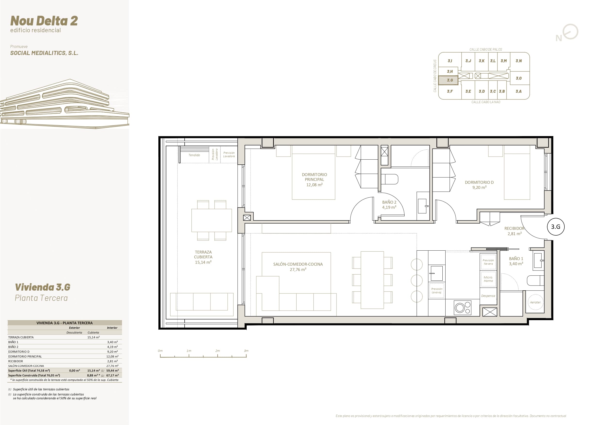 3 G - PLANTA TERCERA - 2 HABITACIONES