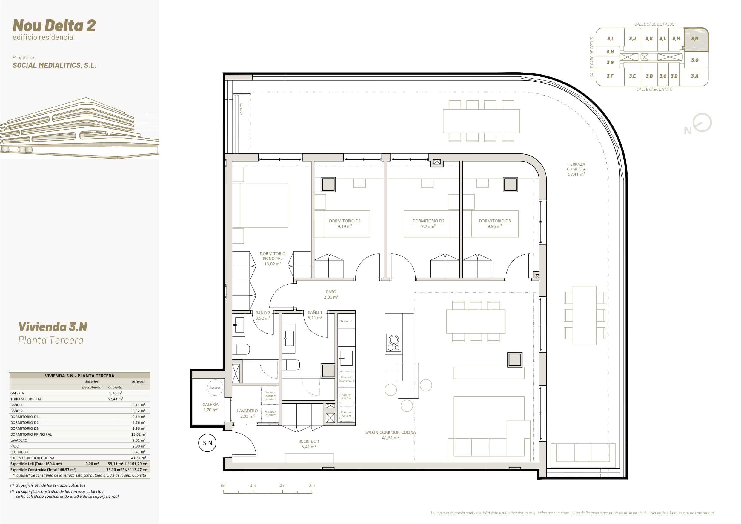 3 N - PLANTA TERCERA - 4 HABITACIONES