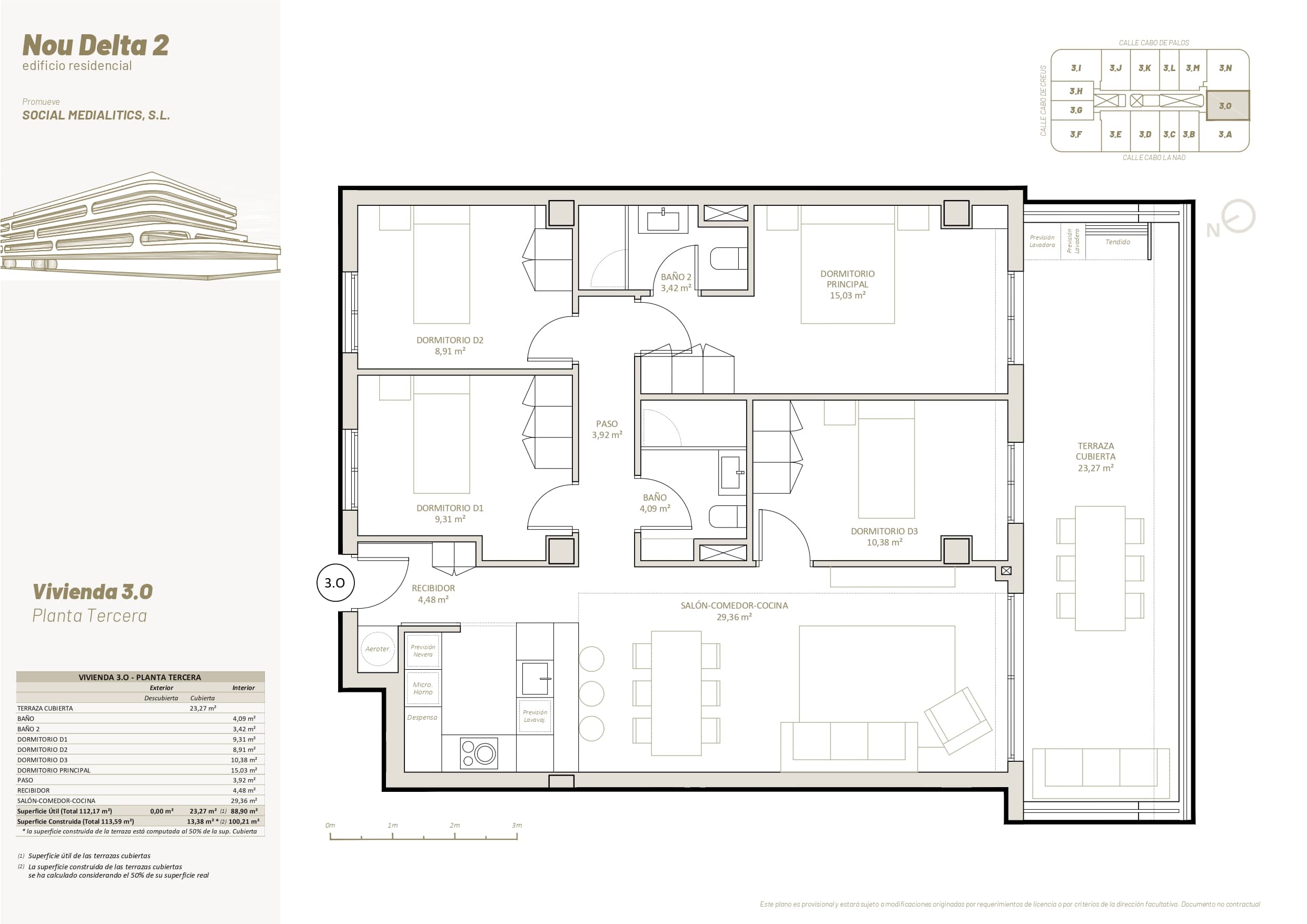 3 O - PLANTA TERCERA - 4 HABITACIONES