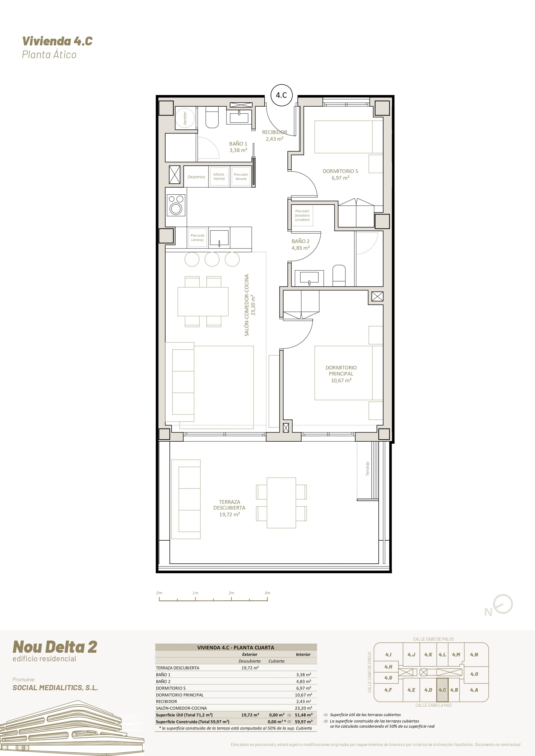 4 C - PLANTA ÁTICO - 2 HABITACIONES