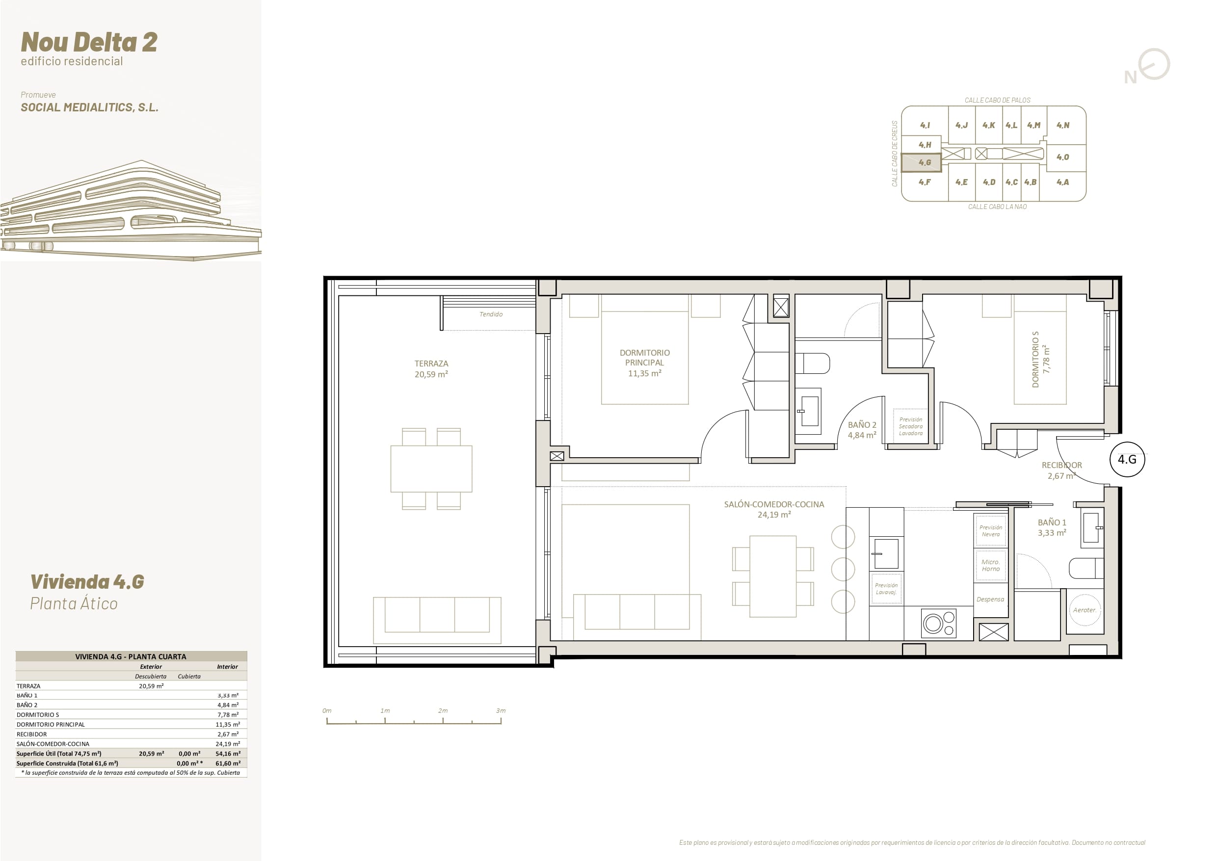 4 G - PLANTA ÁTICO - 2 HABITACIONES
