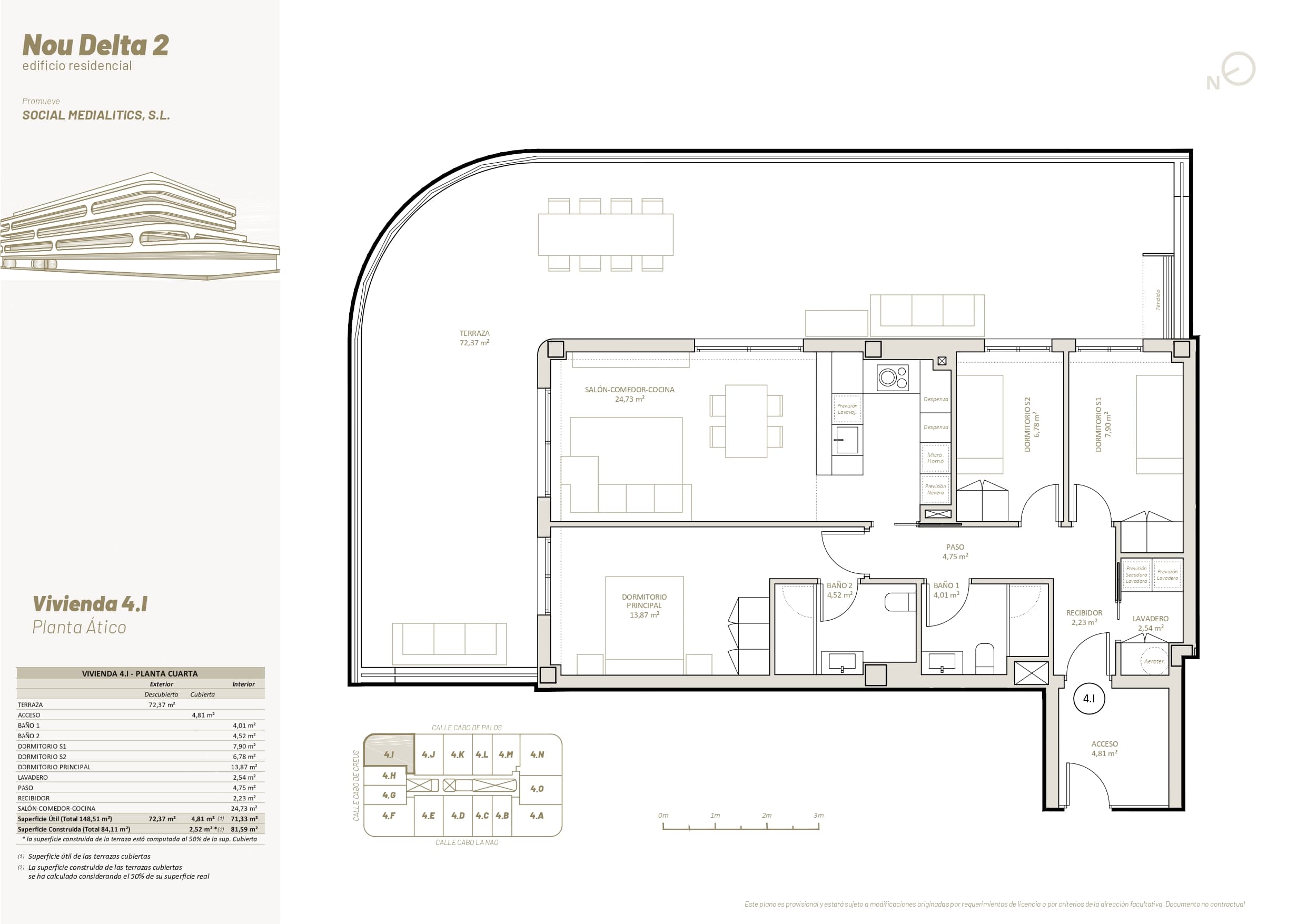 4 I - PLANTA ÁTICO - 3 HABITACIONES