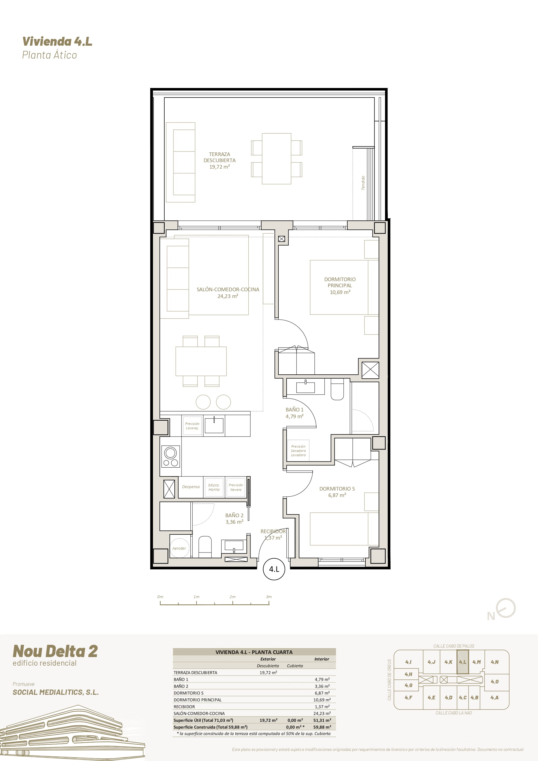 4 L - PLANTA ÁTICO - 2 HABITACIONES
