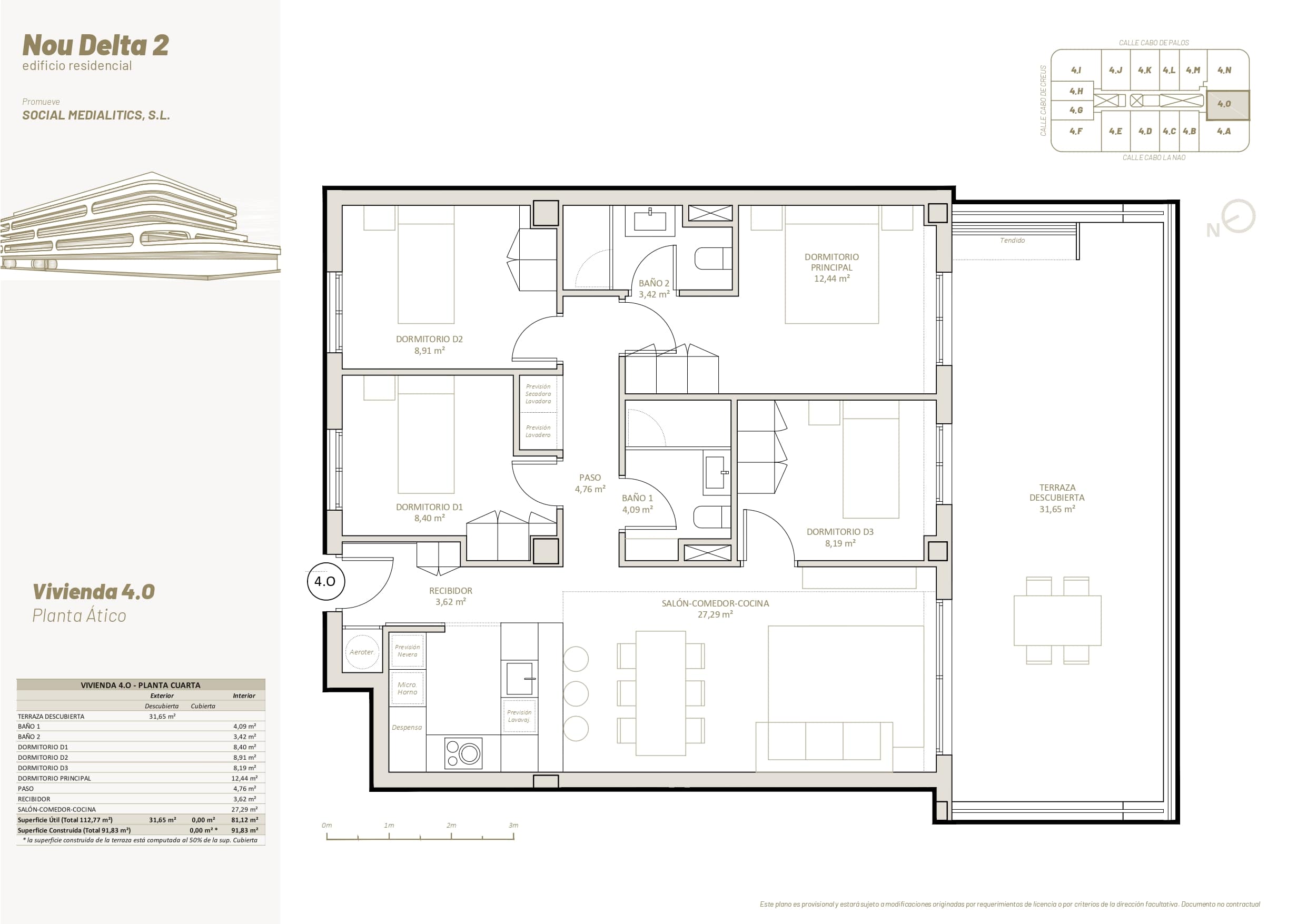 4 O - PLANTA ÁTICO - 4 HABITACIONES